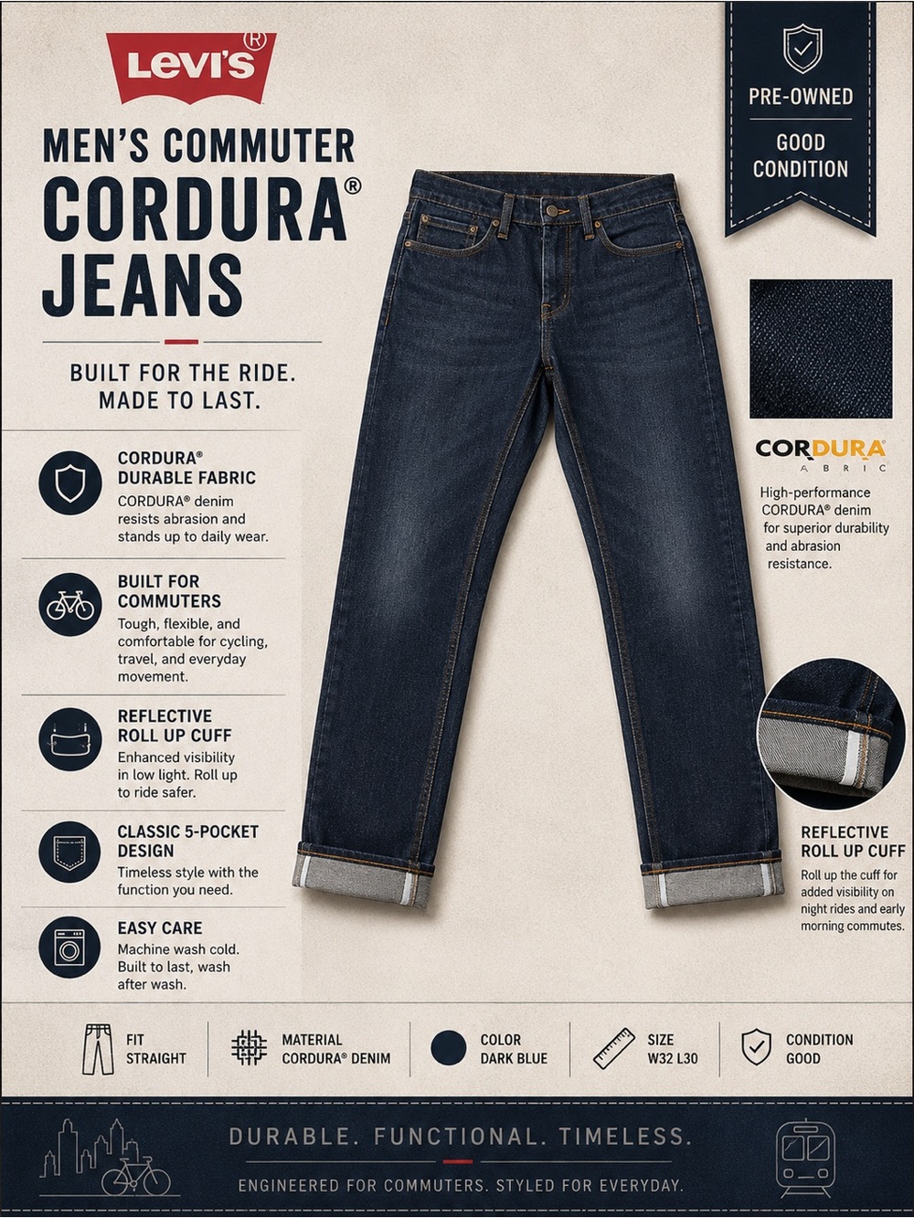 Levi's Men's Dark Blue Straight Jeans